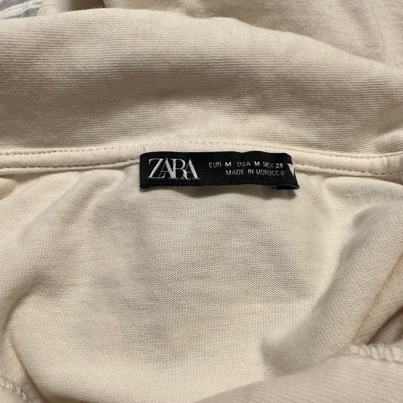 Zara Cropped Long Sleeve Black And White Strip Collar Shirt M - Picture 7 of 7